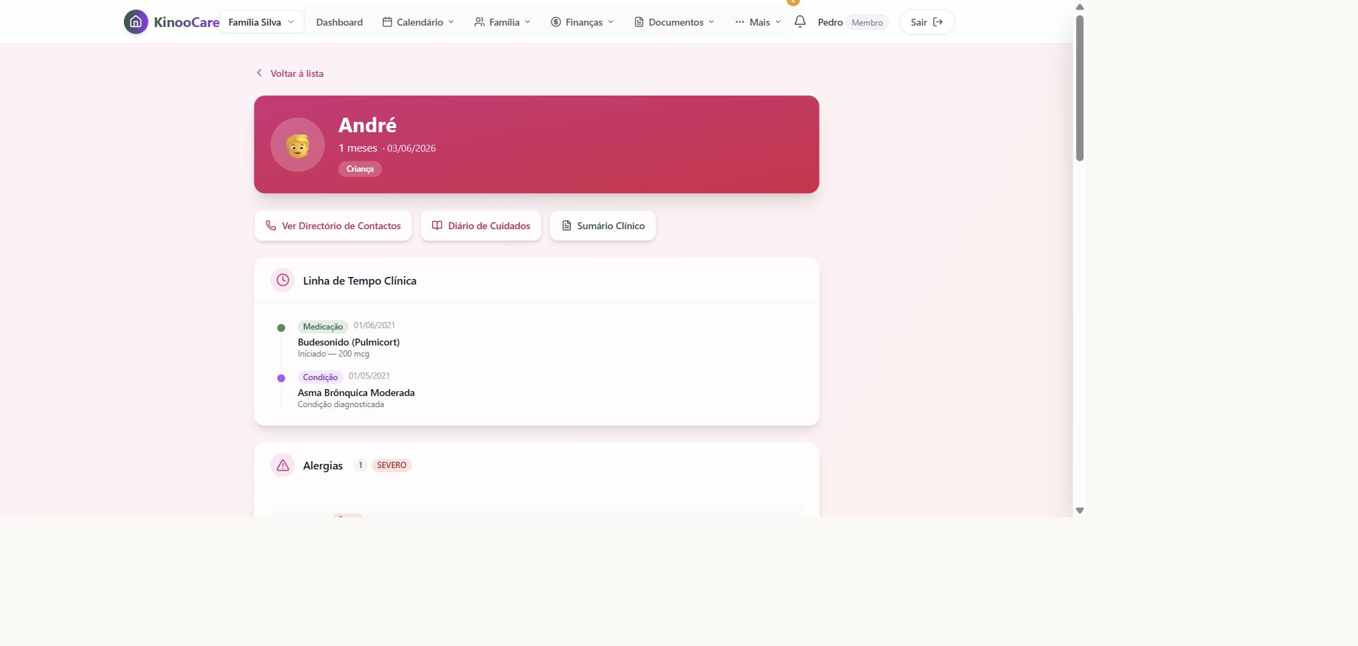 The same clinical record, seen from the member account of the other home